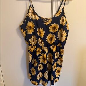 SHEIN Navy and Yellow Floral Romper